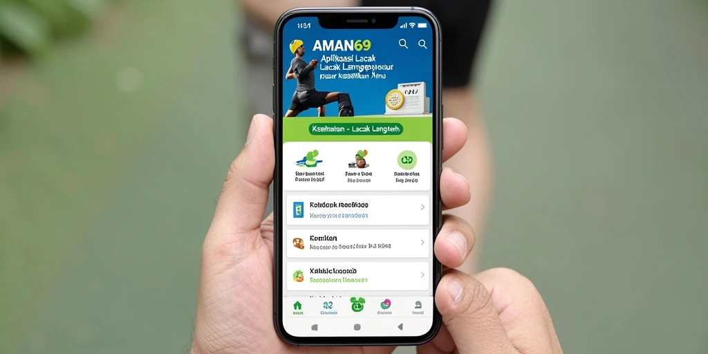 Tampilan antarmuka aplikasi AMAN69 untuk pelacakan langkah.