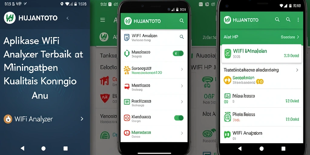 Screenshot utama HUJANTOTO menampilkan antarmuka pengguna WiFi Analyzer.