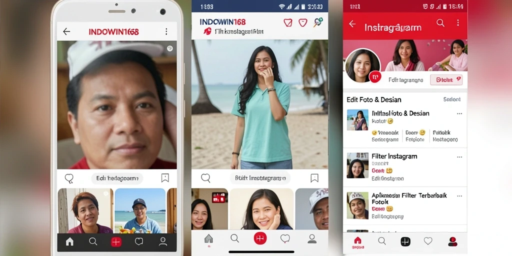 Antarmuka INDOWIN168 dengan filter Instagram yang menarik.