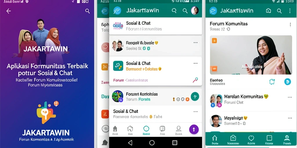 Antarmuka JAKARTAWIN menampilkan berbagai forum komunitas yang menarik.