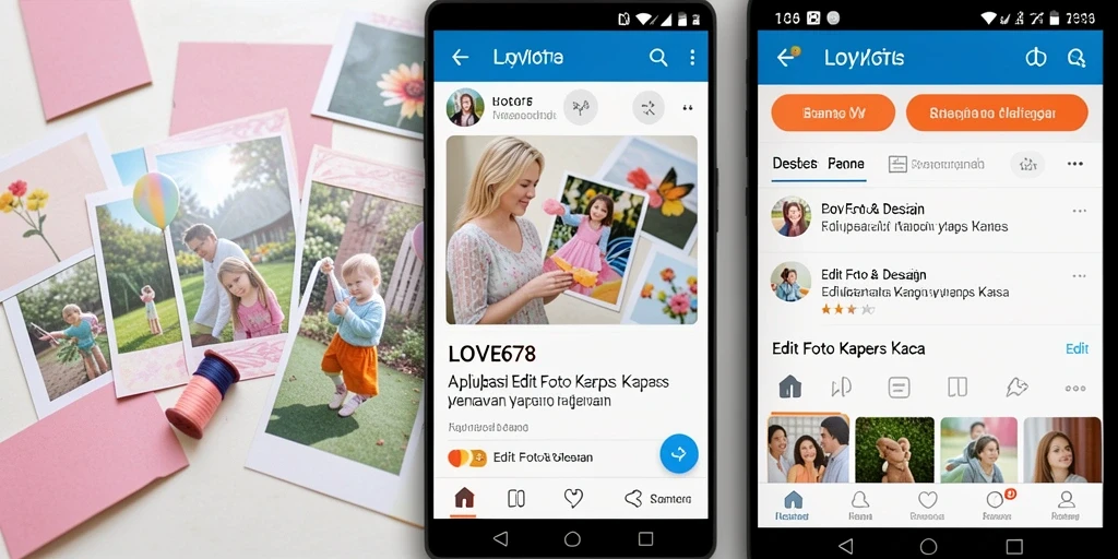 Antarmuka pengguna LOVE678 yang menarik untuk edit foto kertas kaca.