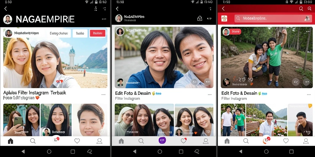 Tampilan antarmuka pengguna NAGAEMPIRE yang menarik untuk Filter Instagram.
