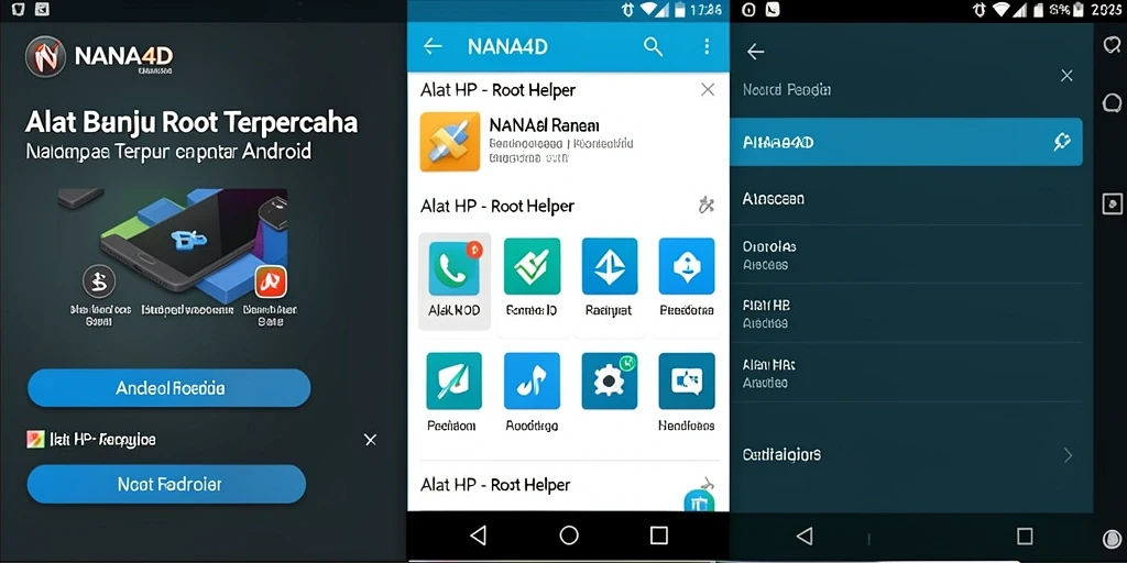 Screenshot antarmuka aplikasi NANA4D menampilkan fitur Root Helper.