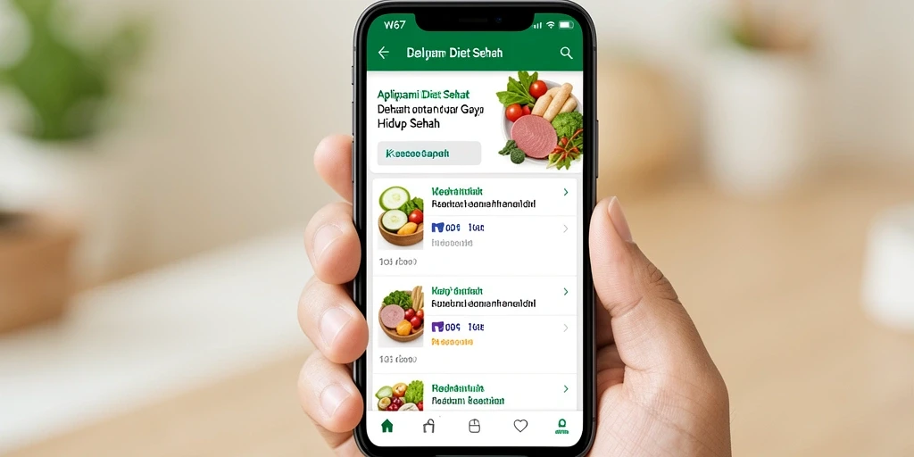 Tampilan antarmuka pengguna aplikasi Diet Sehat W67