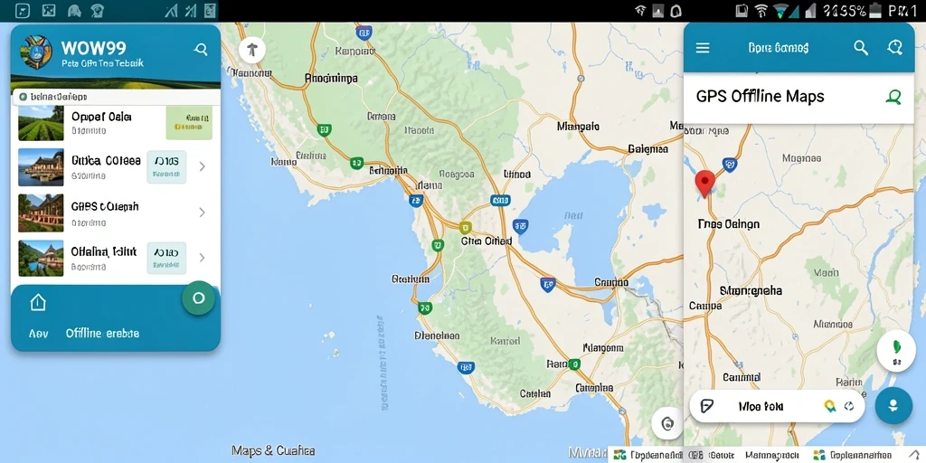 Tampilan antarmuka WOW99 dengan fitur GPS Offline Maps.